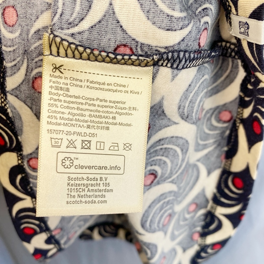 NWT Anthropologie SCOTCH & SODA Red, Blue, & Cream Tee. Medium. Graphic Print - Picture 7 of 9